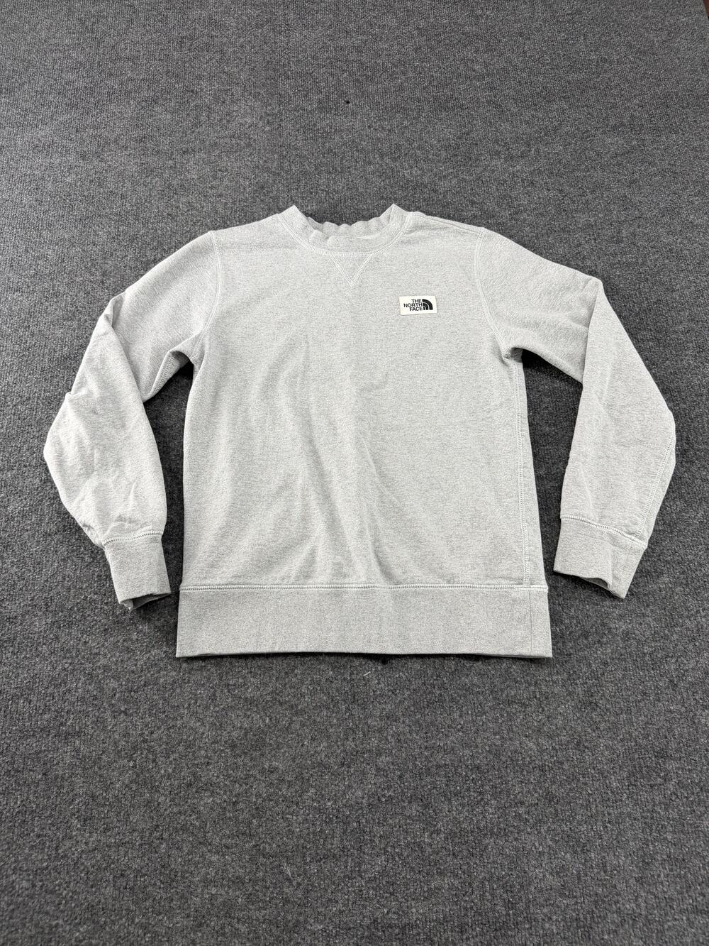 The North Face Sweatshirt Womens XS Gray Fleece Raglan Logo Pullover Crewneck